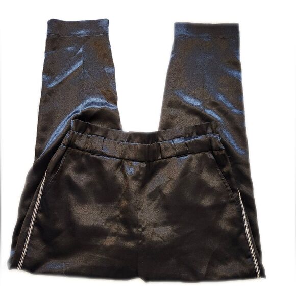 Express Extreme High Rise satin wide leg ankle length pants, sparkle seams, M - Picture 2 of 9